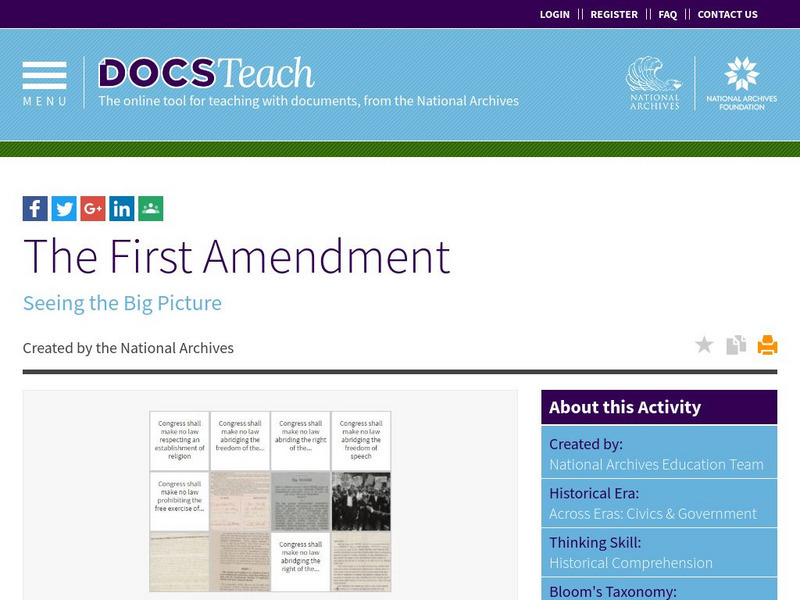 National Archives: The First Amendment Lesson Plan National Archives: The First Amendment Lesson Plan