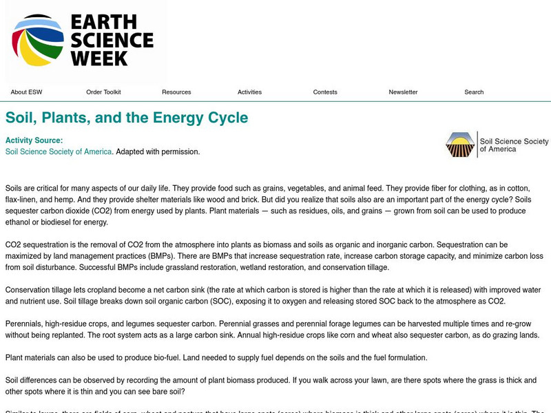 American Geosciences Institute: Earth Science Week: Soil, Plants, and the Energy Cycle Activity American Geosciences Institute: Earth Science Week: Soil, Plants, and the Energy Cycle Activity