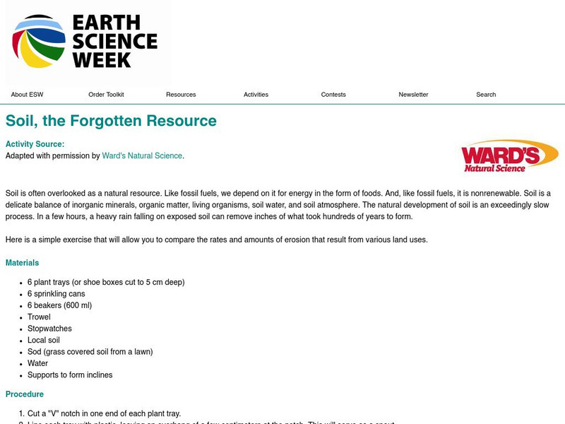 American Geosciences Institute: Earth Science Week: Soil, the Forgotten Resource Activity American Geosciences Institute: Earth Science Week: Soil, the Forgotten Resource Activity