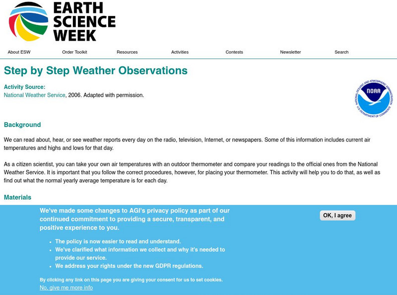 American Geosciences Institute: Earth Science Week: Step by Step Weather Observations Activity American Geosciences Institute: Earth Science Week: Step by Step Weather Observations Activity