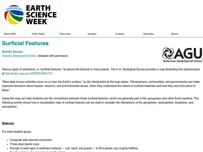 American Geosciences Institute: Earth Science Week: Surficial Features Activity American Geosciences Institute: Earth Science Week: Surficial Features Activity