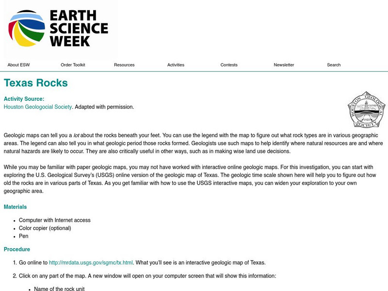 American Geosciences Institute: Earth Science Week: Texas Rocks Activity American Geosciences Institute: Earth Science Week: Texas Rocks Activity