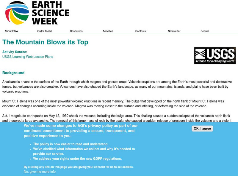 American Geosciences Institute: Earth Science Week: The Mountain Blows Its Top Activity American Geosciences Institute: Earth Science Week: The Mountain Blows Its Top Activity
