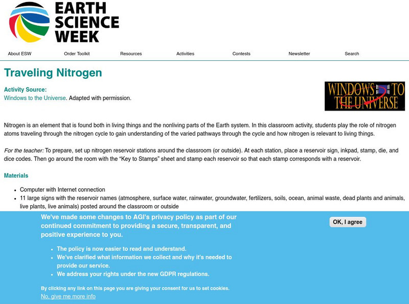 American Geosciences Institute: Earth Science Week: Traveling Nitrogen Activity American Geosciences Institute: Earth Science Week: Traveling Nitrogen Activity