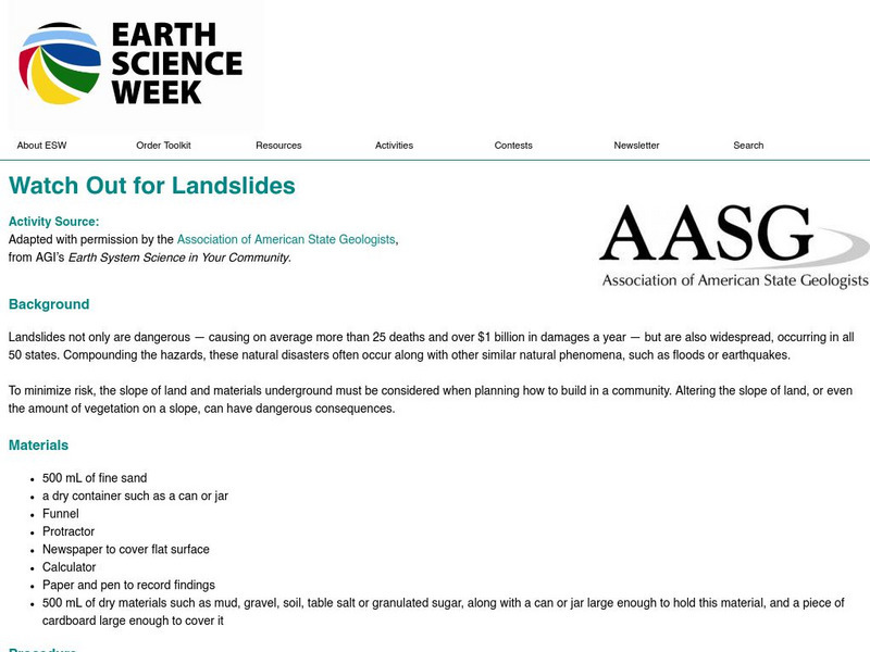 American Geosciences Institute: Earth Science Week: Watch Out for Landslides Activity American Geosciences Institute: Earth Science Week: Watch Out for Landslides Activity