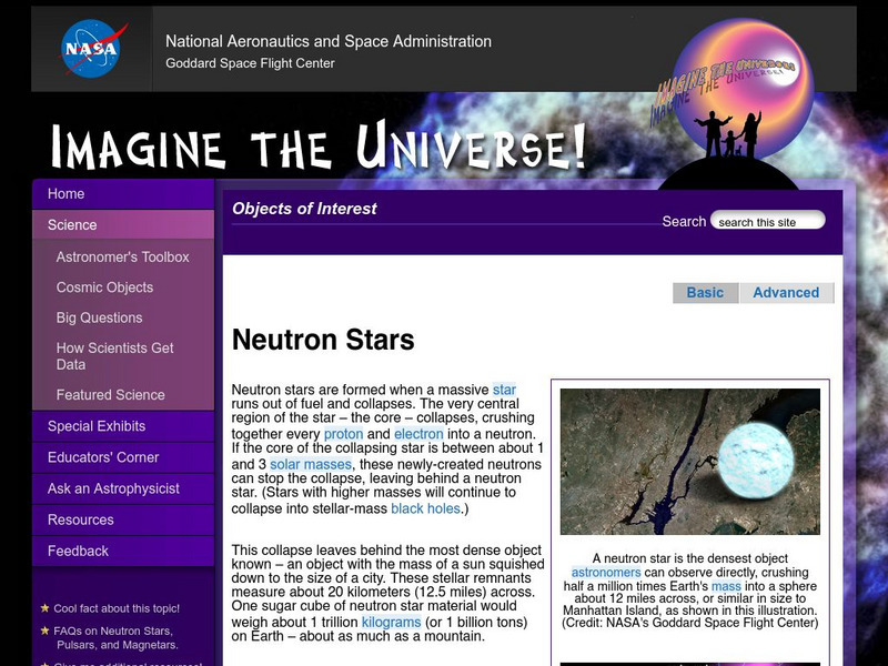 Nasa: Imagine the Universe: Neutron Stars and Pulsars Website Nasa: Imagine the Universe: Neutron Stars and Pulsars Website