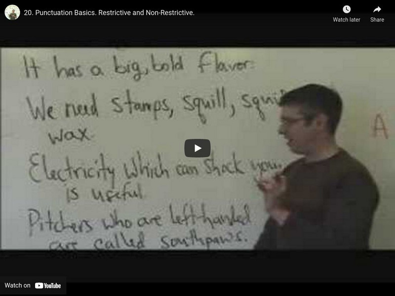 Punctuation Basics: Restrictive and Non Restrictive Instructional Video