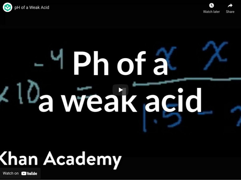 Khan Academy: Chemistry: P H of a Weak Acid Instructional Video