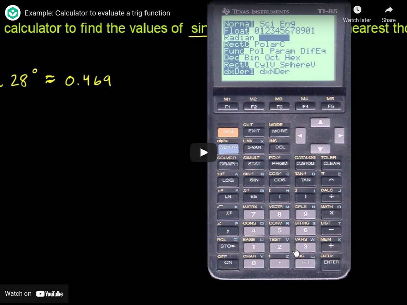Khan Academy: Calculator to Evaluate a Trig Function Instructional Video