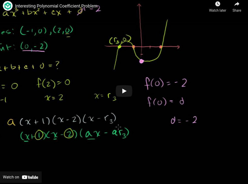 Khan Academy: Algebra: Interesting Polynomial Coefficent Problem Instructional Video Khan Academy: Algebra: Interesting Polynomial Coefficent Problem Instructional Video