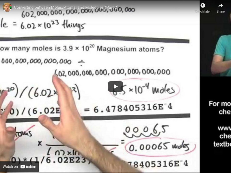 Tyler De Witt: Converting Between Moles, Atoms and Molecules Part 2 Instructional Video