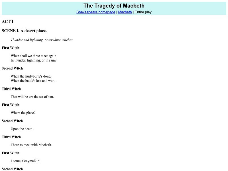 Mit: The Complete Works of William Shakespeare: Macbeth by William Shakespeare Primary Mit: The Complete Works of William Shakespeare: Macbeth by William Shakespeare Primary