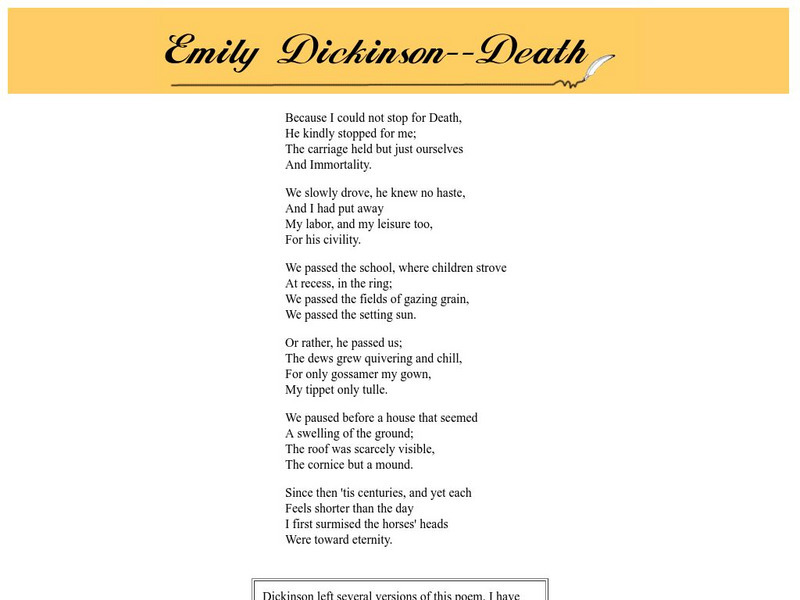 Brooklyn College: Melani: Emily Dickinson: Death Unit Plan Brooklyn College: Melani: Emily Dickinson: Death Unit Plan
