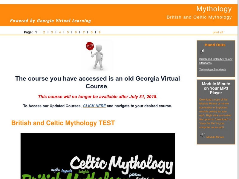 Ga Virtual Learning: British and Celtic Mythology Unit Plan Ga Virtual Learning: British and Celtic Mythology Unit Plan