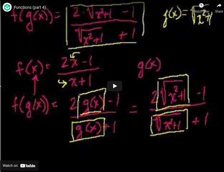 Khan Academy: Algebra: Functions 4 Instructional Video