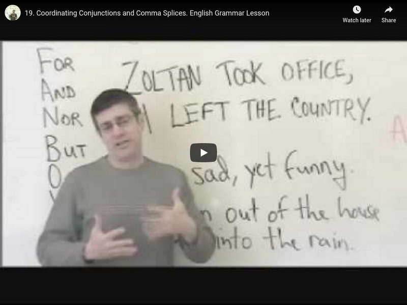 Coordinating Conjunctions and Comma Splices: English Grammar Lesson Instructional Video Coordinating Conjunctions and Comma Splices: English Grammar Lesson Instructional Video