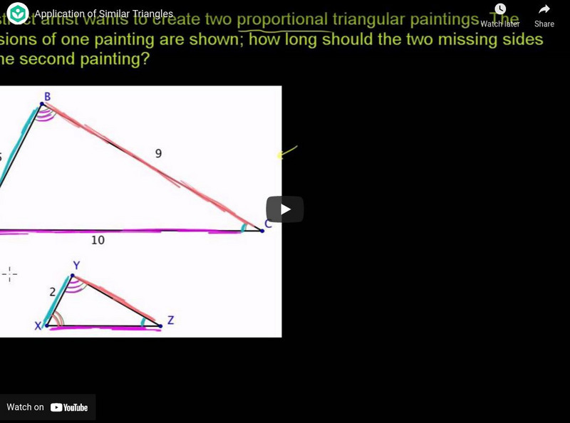 Khan Academy: Applications of Similar Triangles Instructional Video Khan Academy: Applications of Similar Triangles Instructional Video