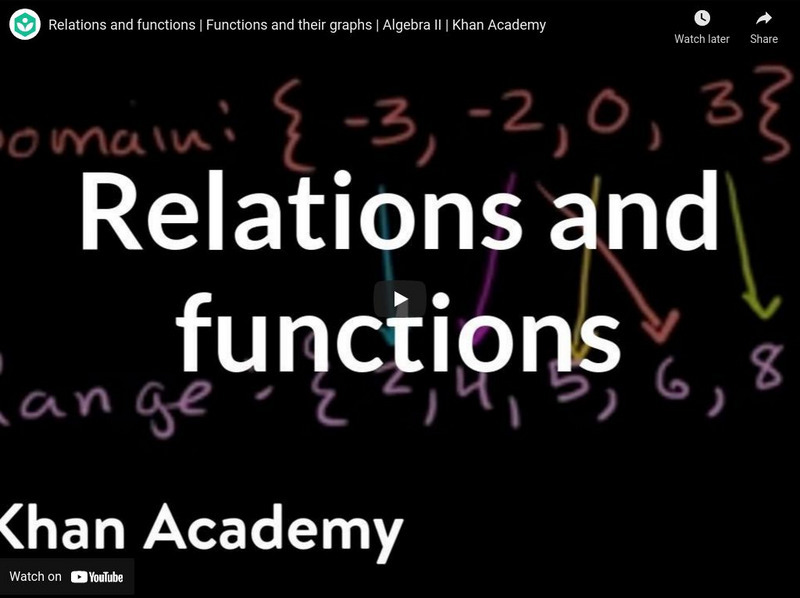 Khan Academy: Introduction to Functions: Functions as Graphs Instructional Video
