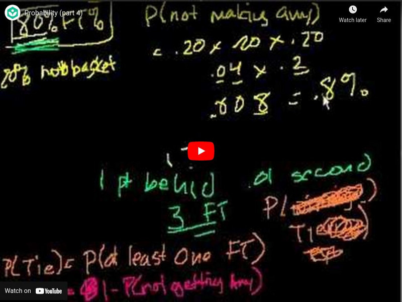 Khan Academy: Probability: Probability (Part 4) Instructional Video