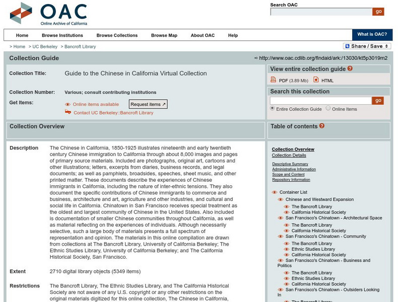 Library of Congress: The Chinese in California Handout