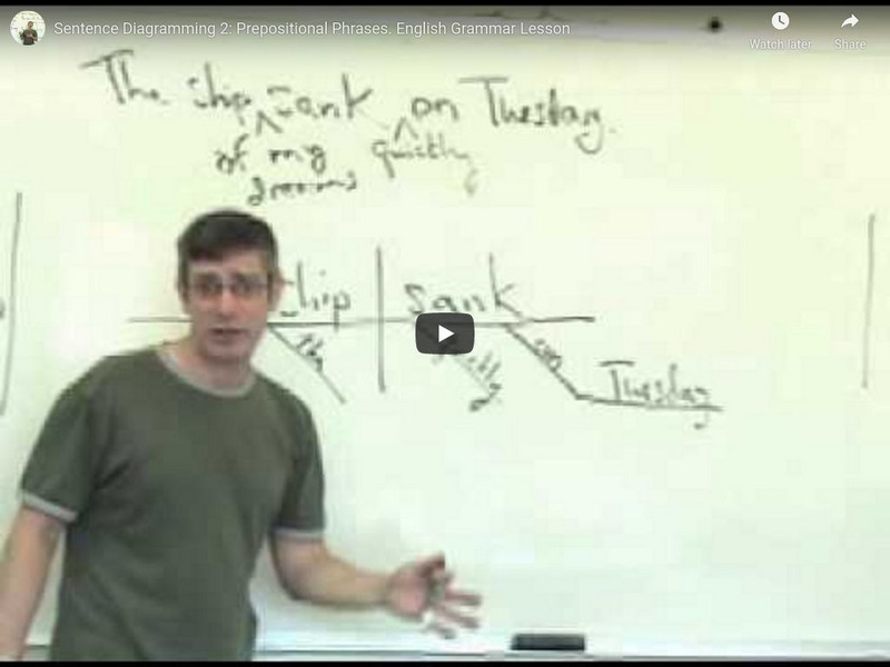 Sentence Diagramming 2: Prepositional Phrases: English Grammar Lesson Instructional Video