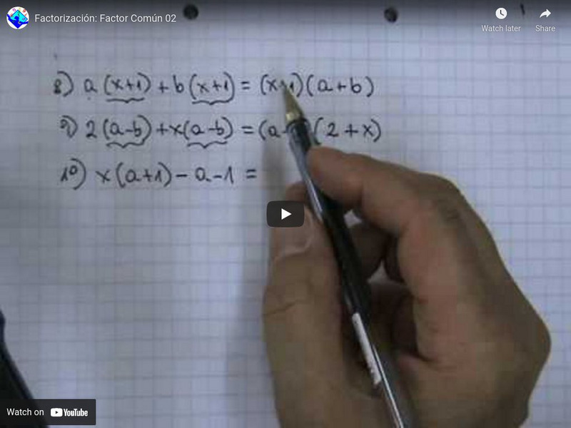 Sector Matematica: Factorizacion Factor Comun 02 Instructional Video Sector Matematica: Factorizacion Factor Comun 02 Instructional Video