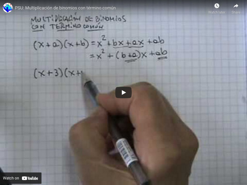Sector Matematica: Multiplicacion De Binomios Con Termino Comun Instructional Video Sector Matematica: Multiplicacion De Binomios Con Termino Comun Instructional Video