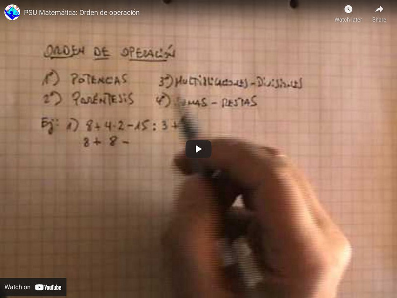 Sector Matematica: Orden De Operacion Instructional Video Sector Matematica: Orden De Operacion Instructional Video