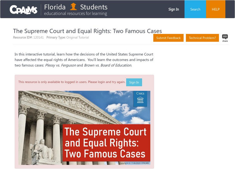 Florida State University Cpalms: Florida Students: Supreme Court: Equal Rights: Two Famous Cases Unit Plan Florida State University Cpalms: Florida Students: Supreme Court: Equal Rights: Two Famous Cases Unit Plan
