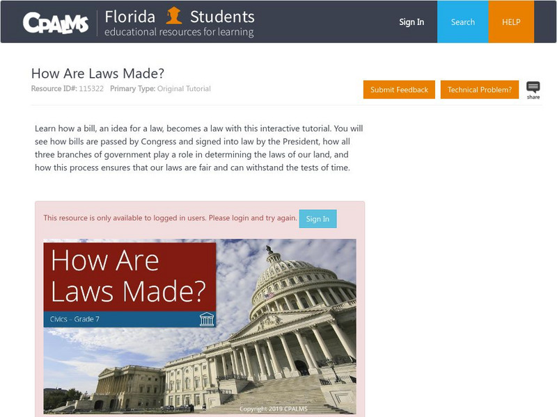Florida State University Cpalms: Florida Students: How Are Laws Made? Unit Plan Florida State University Cpalms: Florida Students: How Are Laws Made? Unit Plan