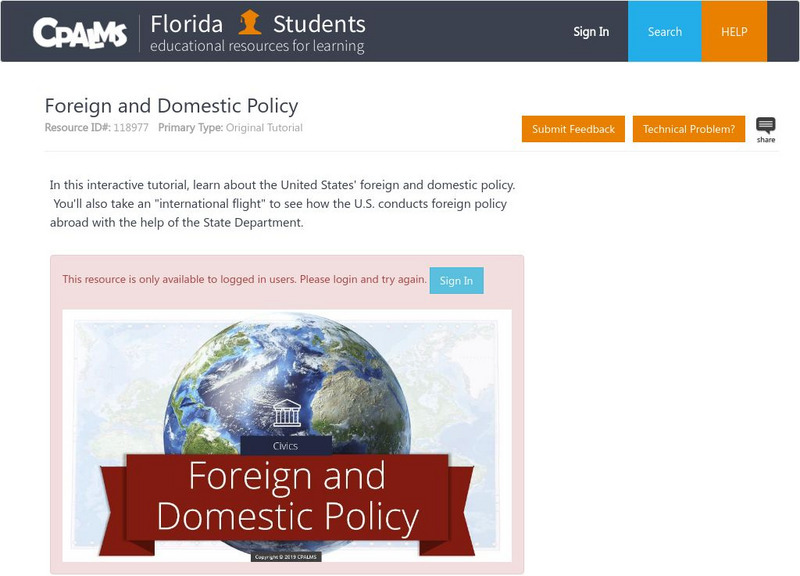 Florida State University Cpalms: Florida Students: Foreign and Domestic Policy Unit Plan Florida State University Cpalms: Florida Students: Foreign and Domestic Policy Unit Plan