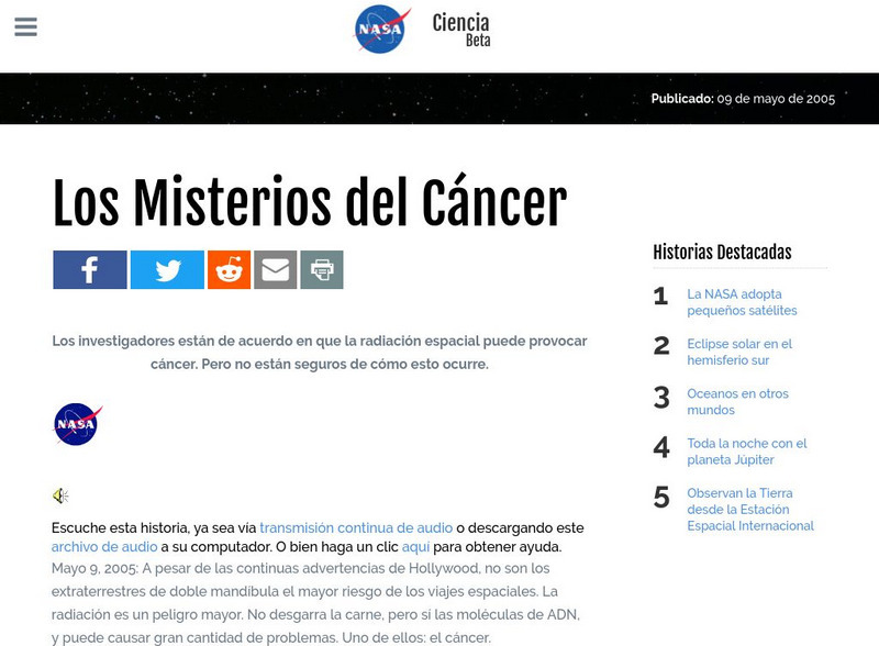 Nasa: Los Misterios Del Cancer Website