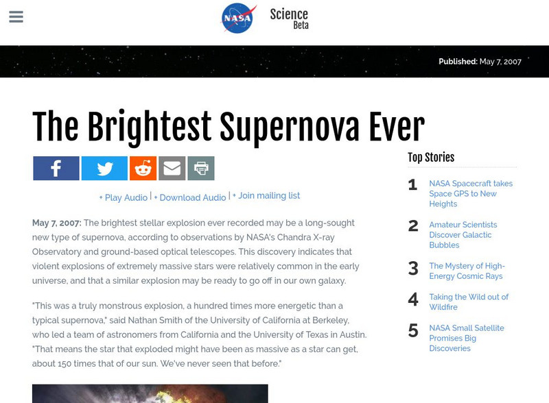 Nasa Science: The Brightest Supernova Ever Seen Article Nasa Science: The Brightest Supernova Ever Seen Article