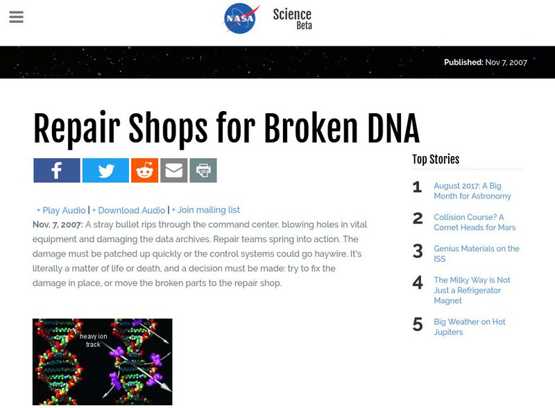 Nasa: Repair Shops for Broken Dna Article Nasa: Repair Shops for Broken Dna Article