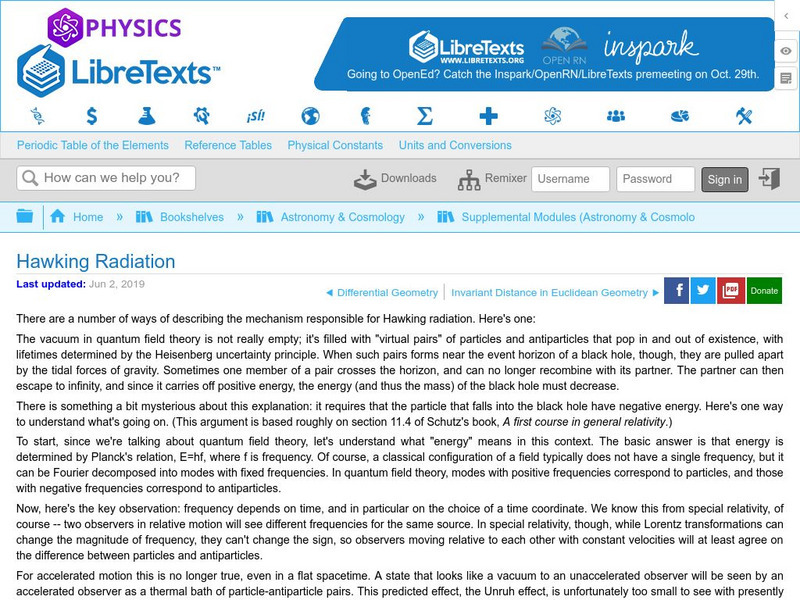 Libre Texts: Physics: Hawking Radiation eBook Libre Texts: Physics: Hawking Radiation eBook