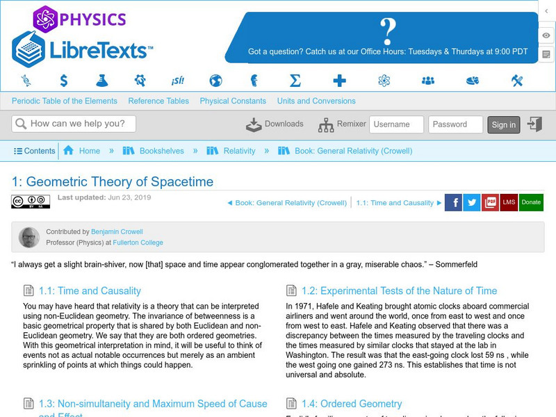 Libre Texts: Physics: A Geometrical Theory of Spacetime eBook Libre Texts: Physics: A Geometrical Theory of Spacetime eBook