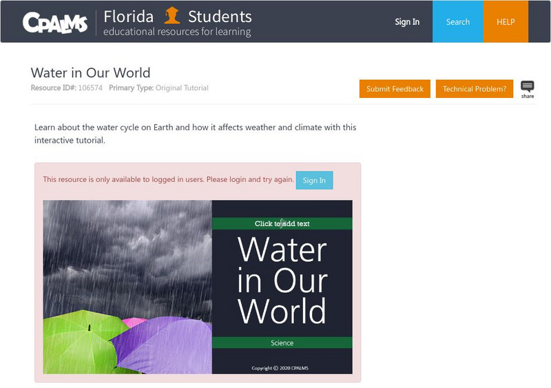 Florida State University Cpalms: Florida Students: Water in Our World Unit Plan Florida State University Cpalms: Florida Students: Water in Our World Unit Plan