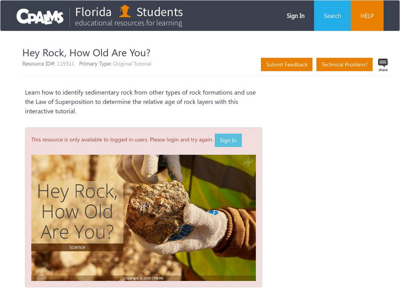 Florida State University Cpalms: Florida Students: Hey Rock, How Old Are You? Unit Plan Florida State University Cpalms: Florida Students: Hey Rock, How Old Are You? Unit Plan
