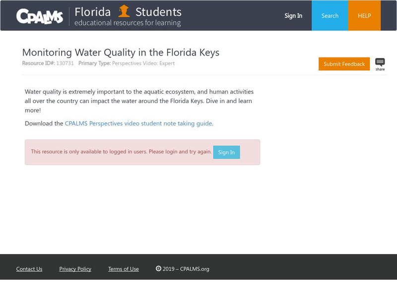 Florida State University Cpalms: Florida Students: Monitoring Water Quality in the Florida Keys Instructional Video Florida State University Cpalms: Florida Students: Monitoring Water Quality in the Florida Keys Instructional Video