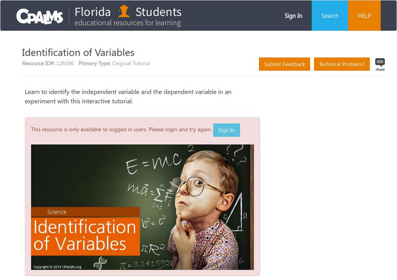 Florida State University Cpalms: Florida Students: Identification of Variables Unit Plan Florida State University Cpalms: Florida Students: Identification of Variables Unit Plan