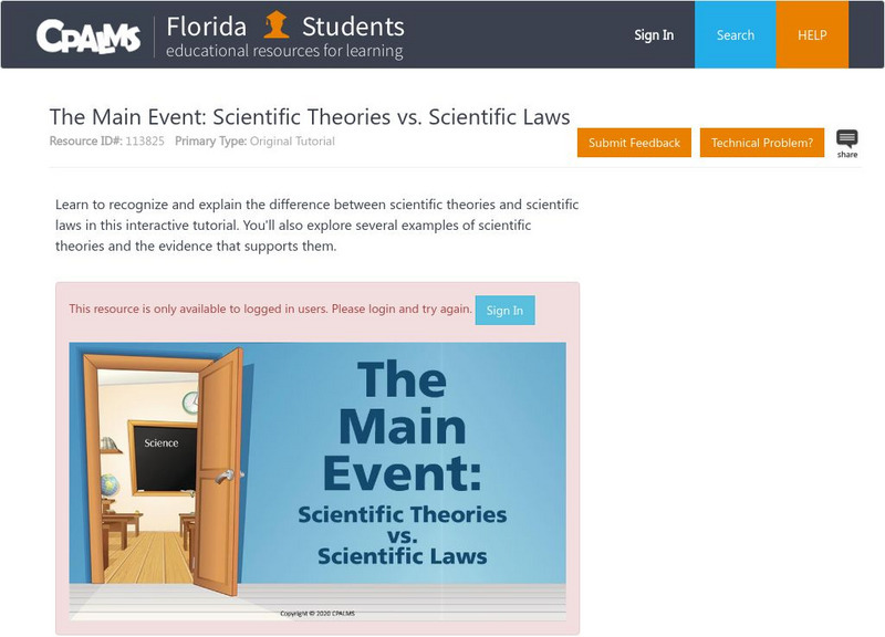 Florida State University Cpalms: Florida Students: Scientific Laws and Theories Unit Plan Florida State University Cpalms: Florida Students: Scientific Laws and Theories Unit Plan