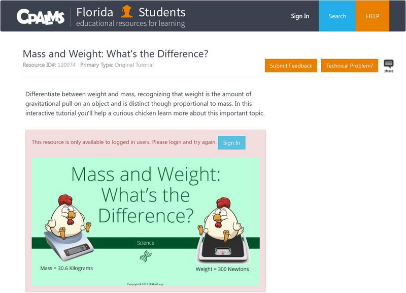 Florida State University Cpalms: Florida Students: Mass and Weight: What's the Difference? Unit Plan Florida State University Cpalms: Florida Students: Mass and Weight: What's the Difference? Unit Plan