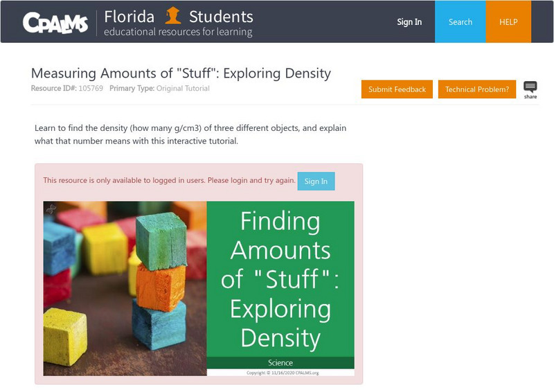 Florida State University Cpalms: Florida Students: Finding Amounts of "Stuff": Exploring Density Unit Plan Florida State University Cpalms: Florida Students: Finding Amounts of "Stuff": Exploring Density Unit Plan