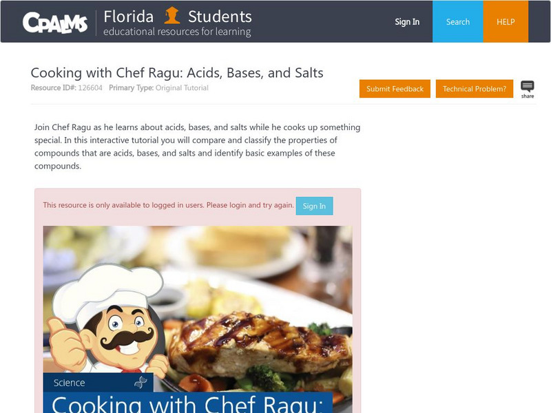 Florida State University Cpalms: Florida Students: Cooking With Chef Ragu: Acids, Bases, & Salts Unit Plan Florida State University Cpalms: Florida Students: Cooking With Chef Ragu: Acids, Bases, & Salts Unit Plan