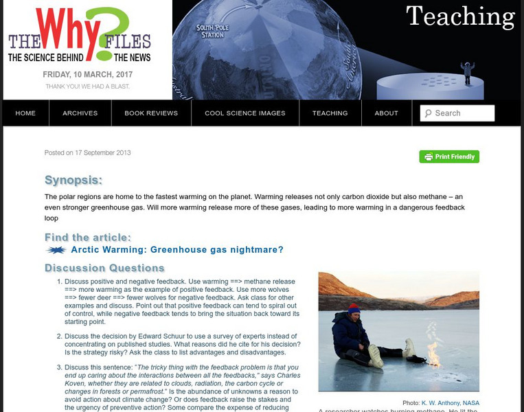 The Why Files: Arctic Warming and Greenhouse Gasses Unit Plan The Why Files: Arctic Warming and Greenhouse Gasses Unit Plan