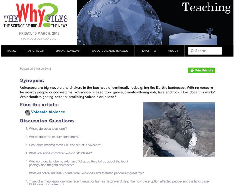 The Why Files: Volcanic Activity Unit Plan The Why Files: Volcanic Activity Unit Plan