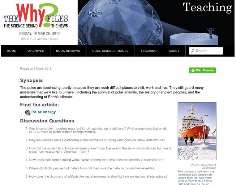 The Why Files: Energy at the Earth's Poles Unit Plan