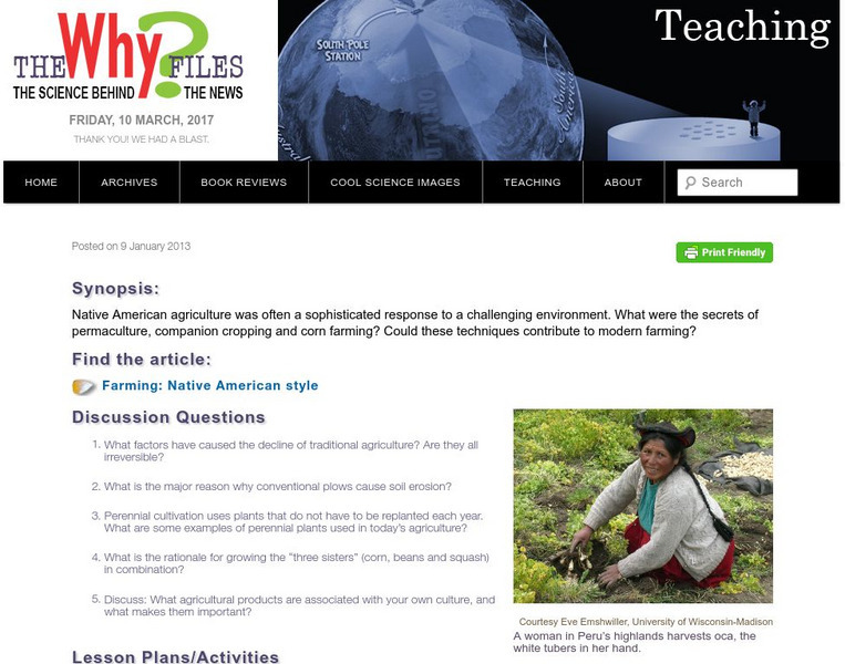The Why Files: Native American Farming Unit Plan The Why Files: Native American Farming Unit Plan
