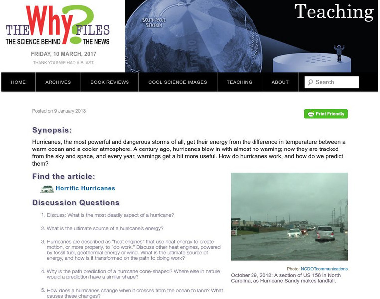 The Why Files: Hurricanes Unit Plan The Why Files: Hurricanes Unit Plan