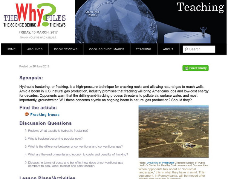 The Why Files: Hydraulic Fracking Unit Plan The Why Files: Hydraulic Fracking Unit Plan